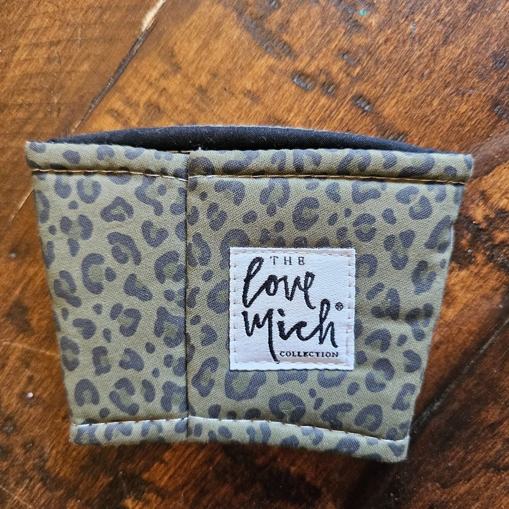 Love Mich Olive Leopard Coffee Cozy